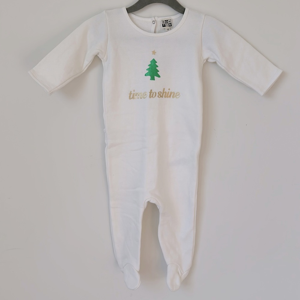 Brand New w Tags! BONTON Christmas Pajamas Footie Size 12M